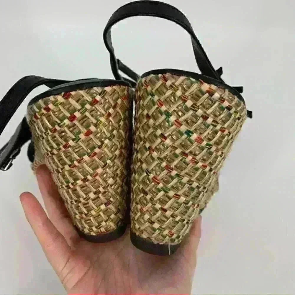 Hush Puppies cores sandals size 11 43 black leather multicolored woven Platform
